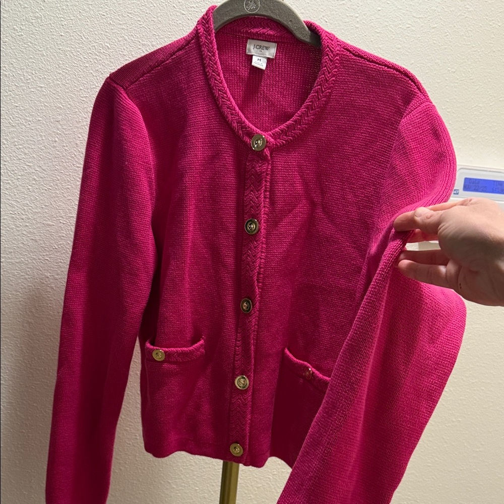 J. Crew Vibrant Pink Cardigan Sweater